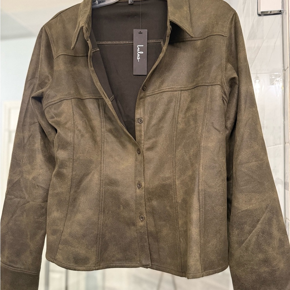 Lulu's Khaki Leather Jacket for Women